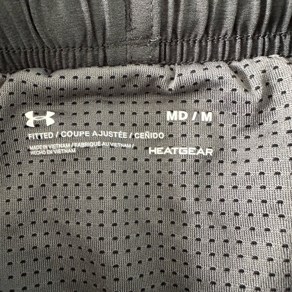 Men’s Under Armour fitted Heat Gear shorts. Dark Gray & Lime Green. Size Medium - Picture 5 of 6